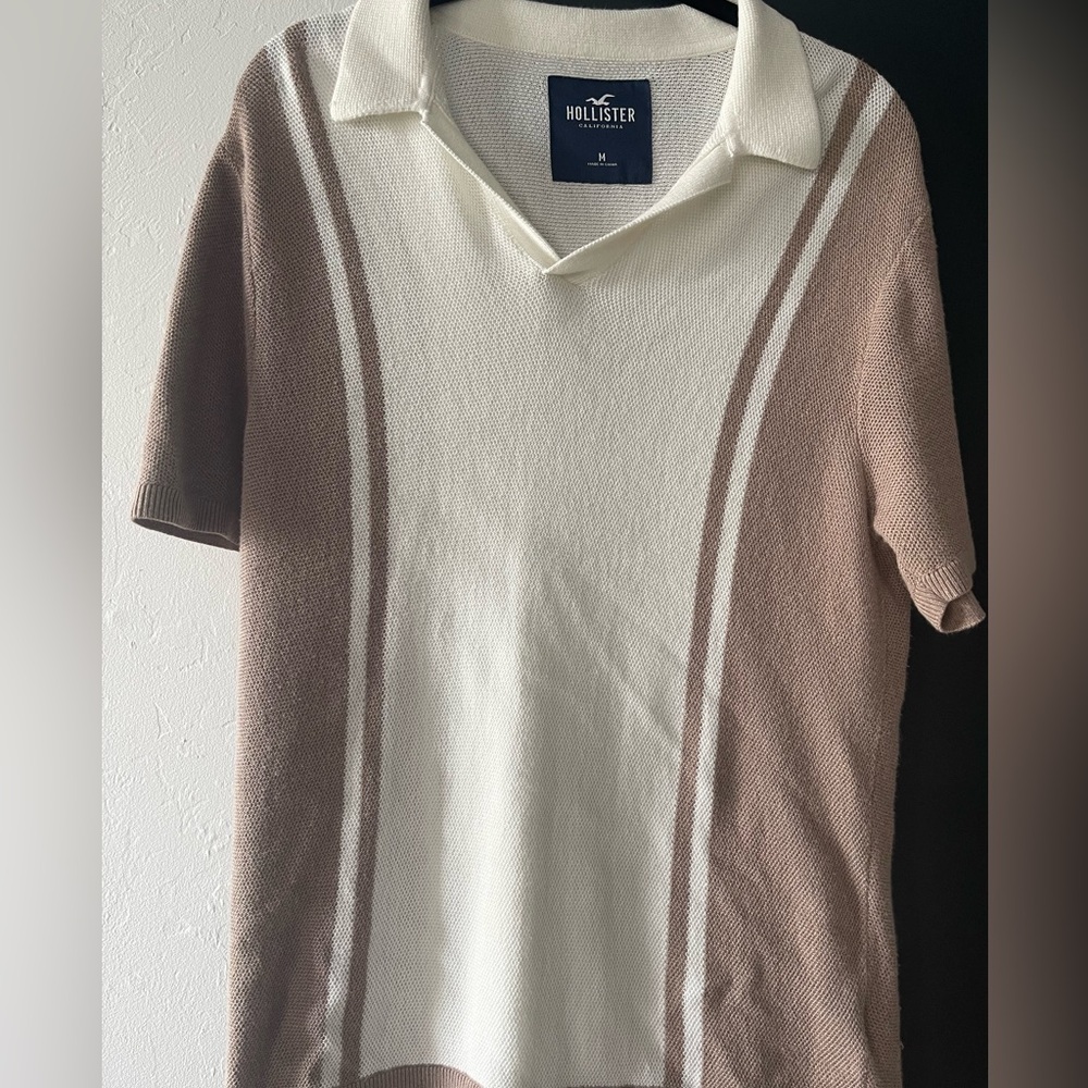 Hollister Brown and Cream Polo Shirt